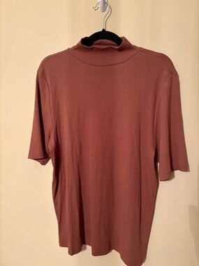 LOFT Women's Short Sleeve Mock Neck Top - camel